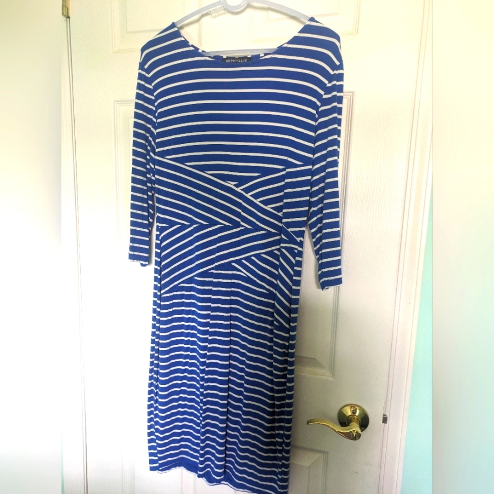 Blue abs White Office Dress